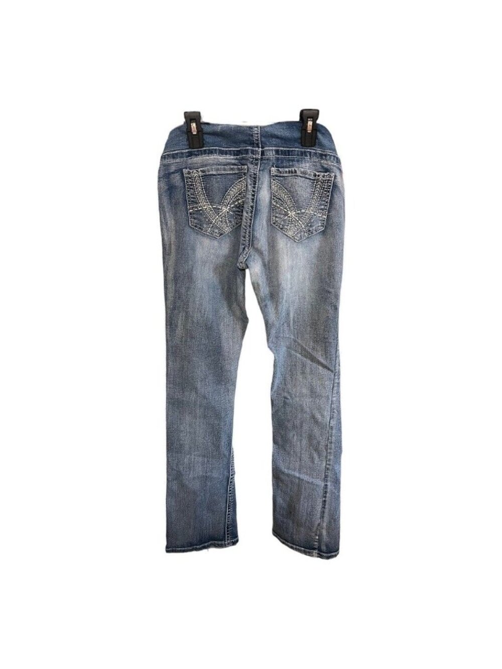 Indigo Blue Womens Maternity Jeans~Sz Small~Blue Distressed Secret Belly L14 38